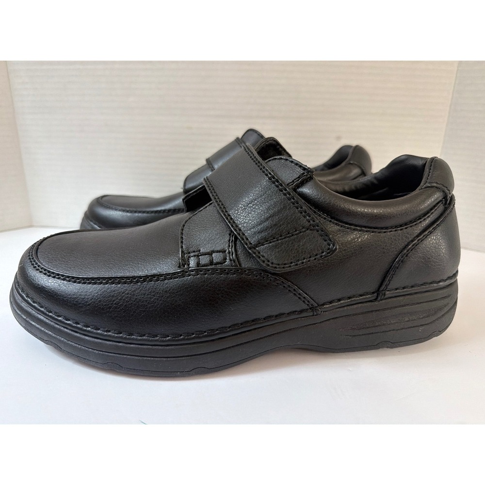 Thom‎ McAn Signature Harry Mens Black Hook and Loop Oxford Shoes 9W WIDE 20763 9